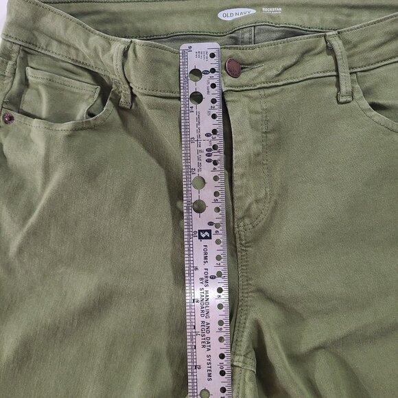 Old Navy Size 14 Rockstar Super Skinny Stretch Mid Rise Olive Green Denim Jeans - Picture 8 of 11